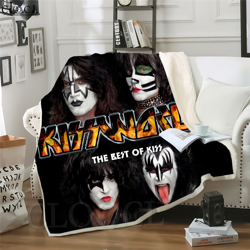 

CLOOCL Metal Rock Kiss Band 3D Print Casual Style Air Conditioning Blanket Sofa Teens Bedding Throw Blankets Plush Quilt