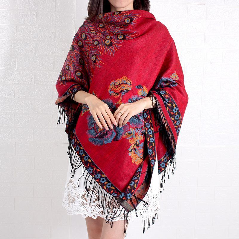 

Scarves Poncho Cape Fashion Ladies Big Square Scarf Print Russian Ethnic Style Women Wraps Winter Travel Soft Blanket, Blue;gray