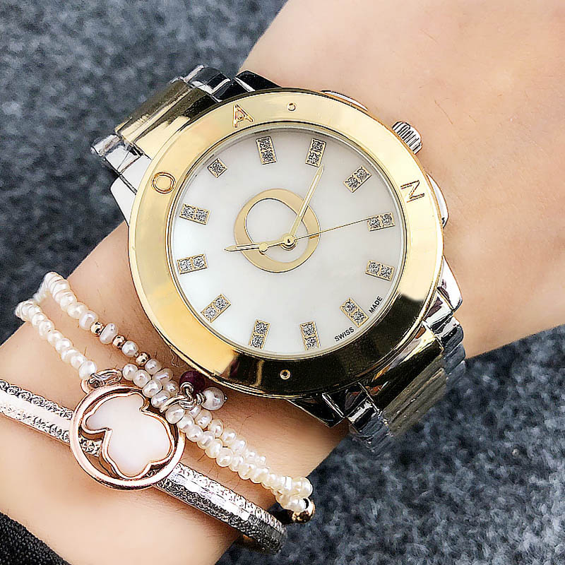 

Fashion Brand Watches women girl crystal style metal steel band Quartz wrist Watch P42, Gold