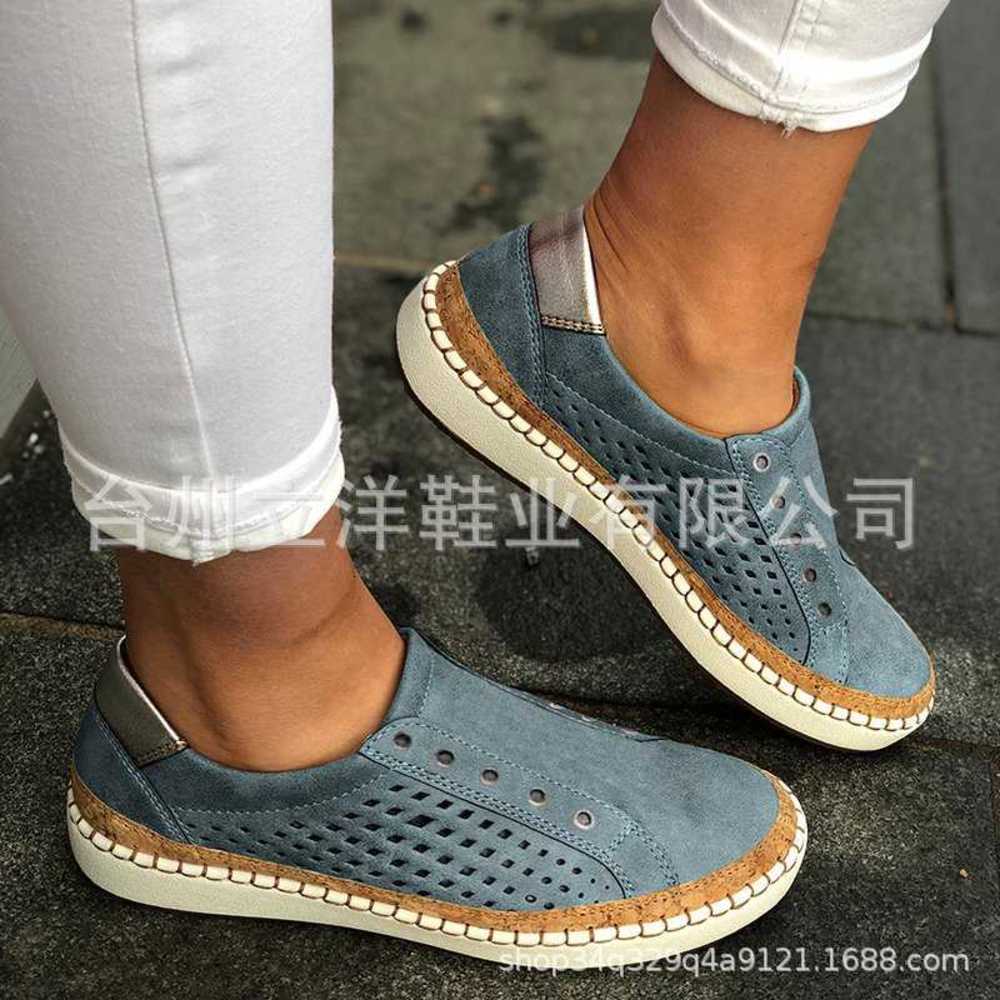 

shoes 2020 single shoe Casual hollowed out board flat bottom elastic band set foot large casual women's 4M2K 2 H041, Black