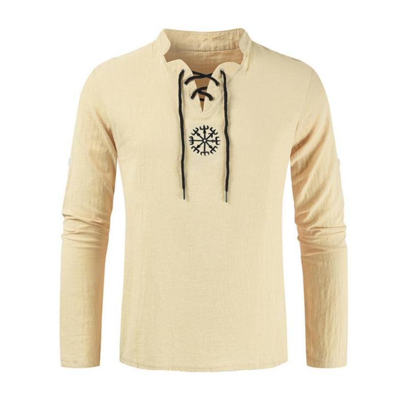 

Men' T-Shirts Spring Men Long Sleeve Medieval Knight Shirt Top Cosplay Costume Party Blouse, Green