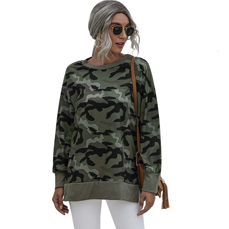 

2021 New Autumn Winter Camouflage Sweatshirt Women O-neck Long Sleeve Plus Size Casual Pullover Vintage Sweatshirts Pn71, Yellow leopard