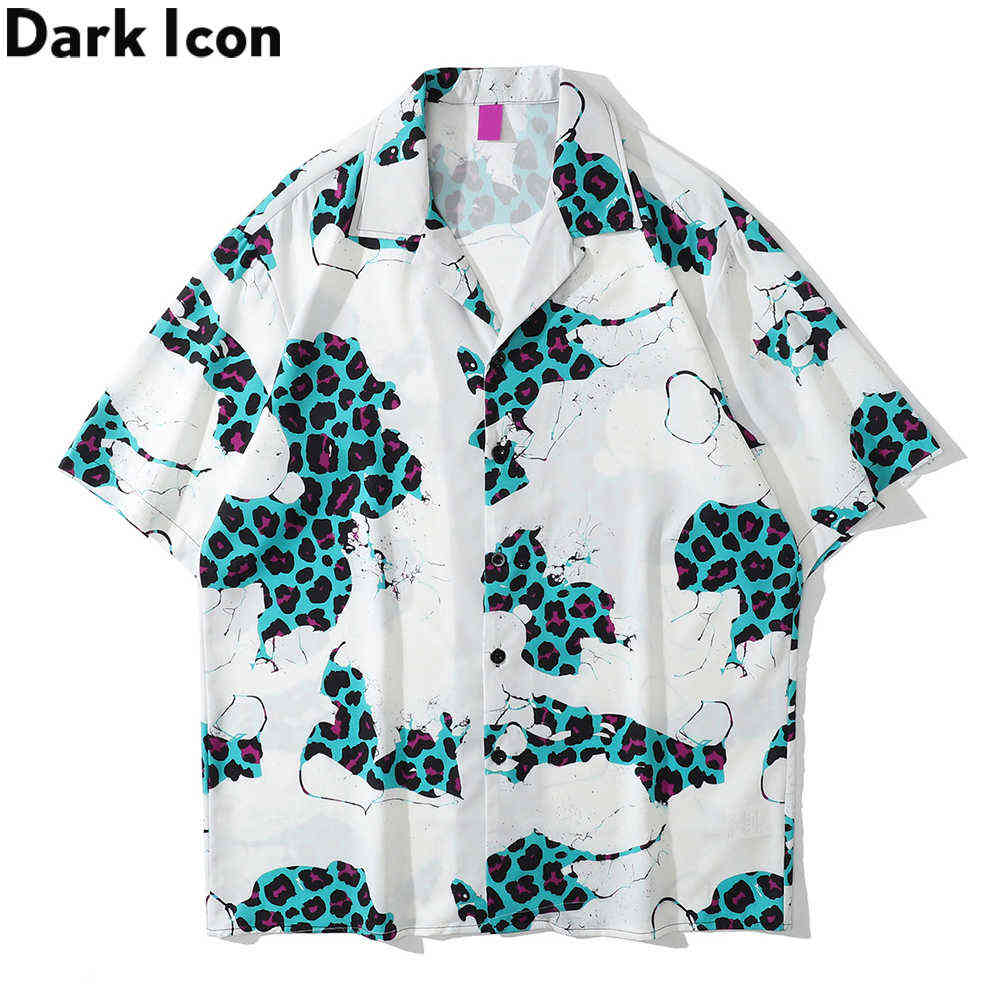 

Leopard Polo Shirt Men Summer Light Weight Material Hawaiian Shirt Man Blouse 210603, As photo