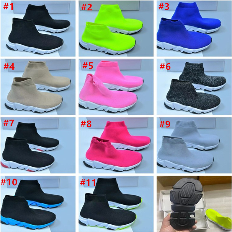 

Kids Designer Shoes Fashion Baby Children Sport Running Snekers High Quality Breathable Knitted Antiskid Leisure Socks Shoe 11Colors size 24-35, As below