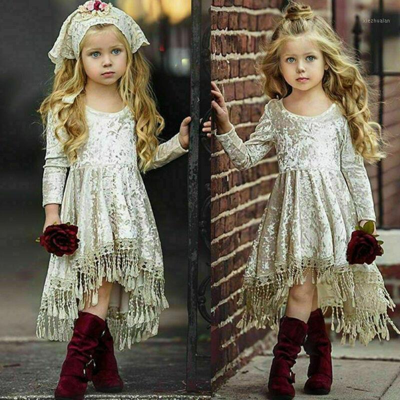 

Girl's Dresses Princess Baby Flower Girls Dress Long Sleeve Velvet Tassel Party Sliver Fashion Gowns 20211, As pic