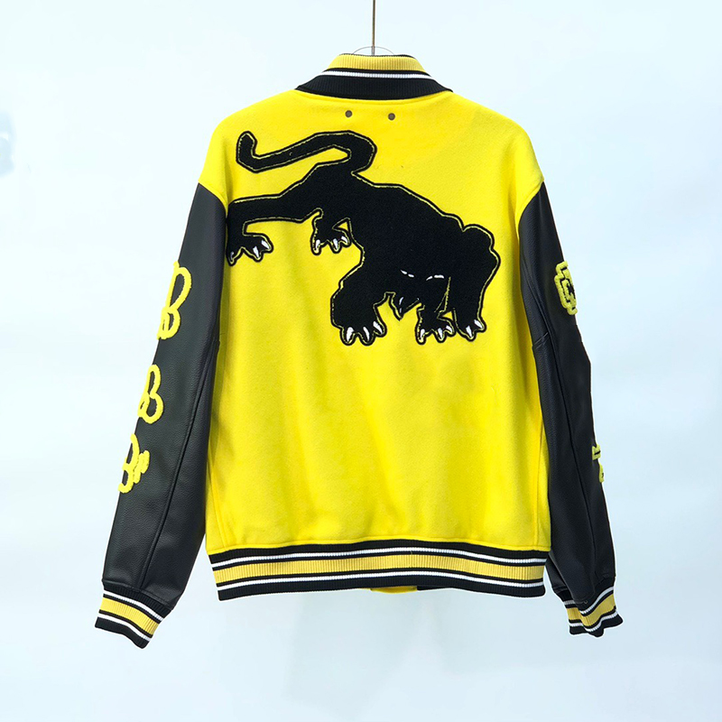 

Hip Hop yellow Baseball sleeve leather Jackets Coats Varsity Jacket Men WOMEN brand Streetwear Embroidered Letters Bomber Jacket's Harajuku Loose Unisex Size -2XL, Shipping supplement
