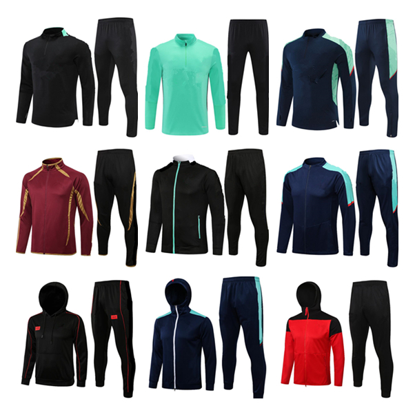 

2021 kids men soccer tracksuit survetement de football training suit sportswear 2022 long full zipper jacket tracksuits set, 16