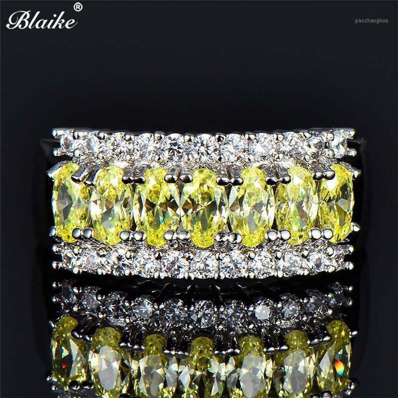 

Wedding Rings Blaike Silver Color For Women Retro Yellow/Purple/Green/White/Black Cubic Zirconia Ring Fashion Jewelry Gift, Slivery;golden