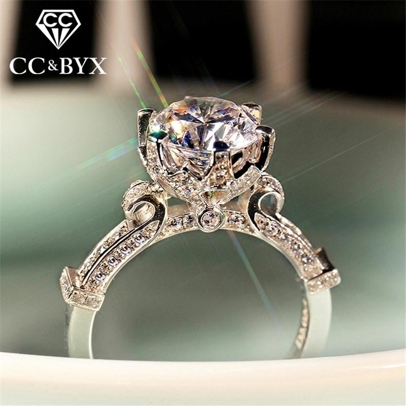 

Wedding Rings 925 Silver Vintage For Women Charms Jewelry White Gold Color Bridal Engagement Ring Accessories Bijoux, Slivery;golden