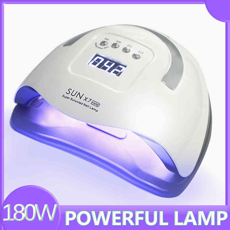 

SUN X7 Max Auto Sensor Powerful 180W 57LED Dryer Upgrade Quick Dry UV LED Professional Nail Drying Lamp, Uk plug