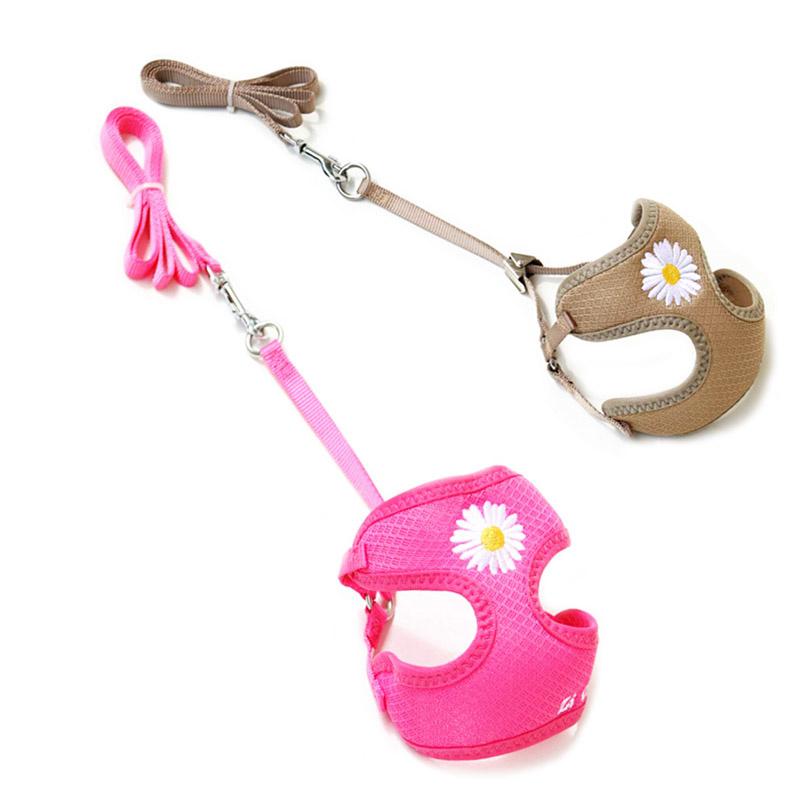 

Dog Collars & Leashes Pet Cat Vest Harness With Floral Small And Leash Set Mesh Padded Rope For Puppy Dogs Chihuahua