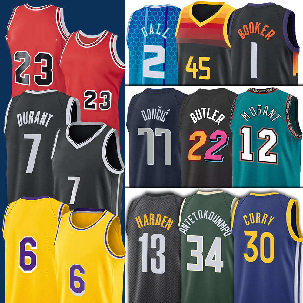 

Curry Kevin Antetokounmpo Durant Basketball Jerseys Ja Harden Morant Scottie 91 Dennis Pippen Kyrie Rodman Irvin 34 Giannis LaMelo Davis Ball Stephen Wade Butler, Men