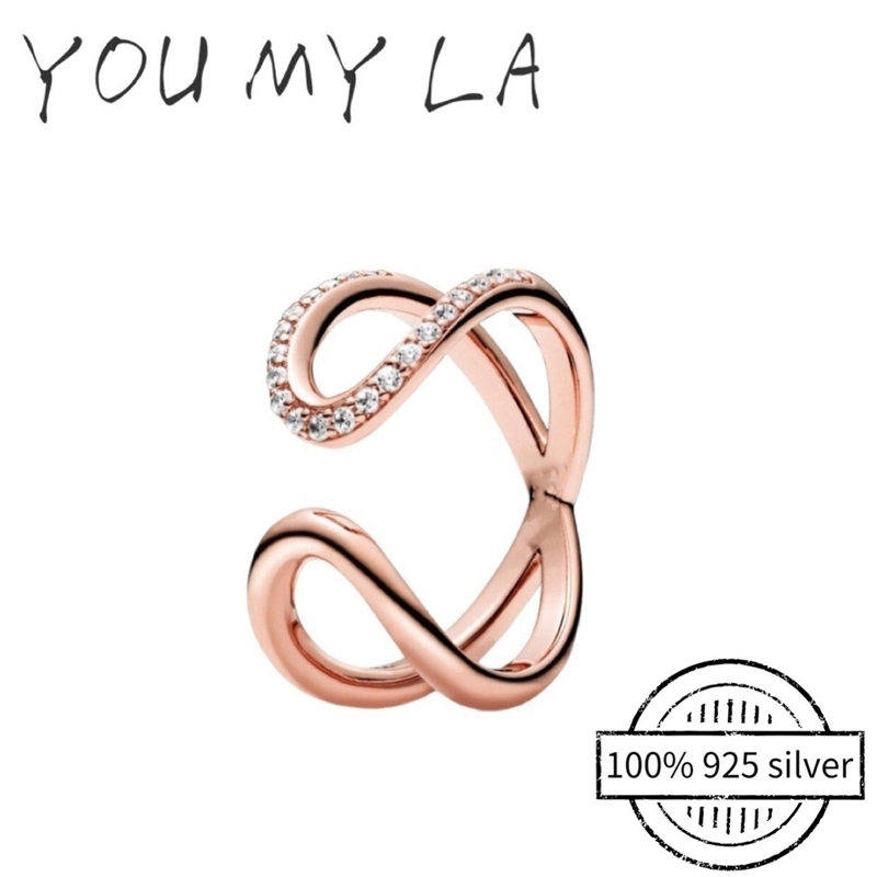 

2021 Real 925 Silver Rose-gold Opening Rings for Women Female Jewelry Original Brand