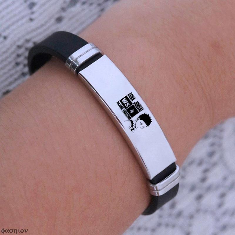 

Charm Bracelets Anime Haikyuu Shouyou Hinata Bracelet Volleyball Boy Silicone Wristband Adjustable Wrist Band Cuff Sports Casual Gift, Golden;silver