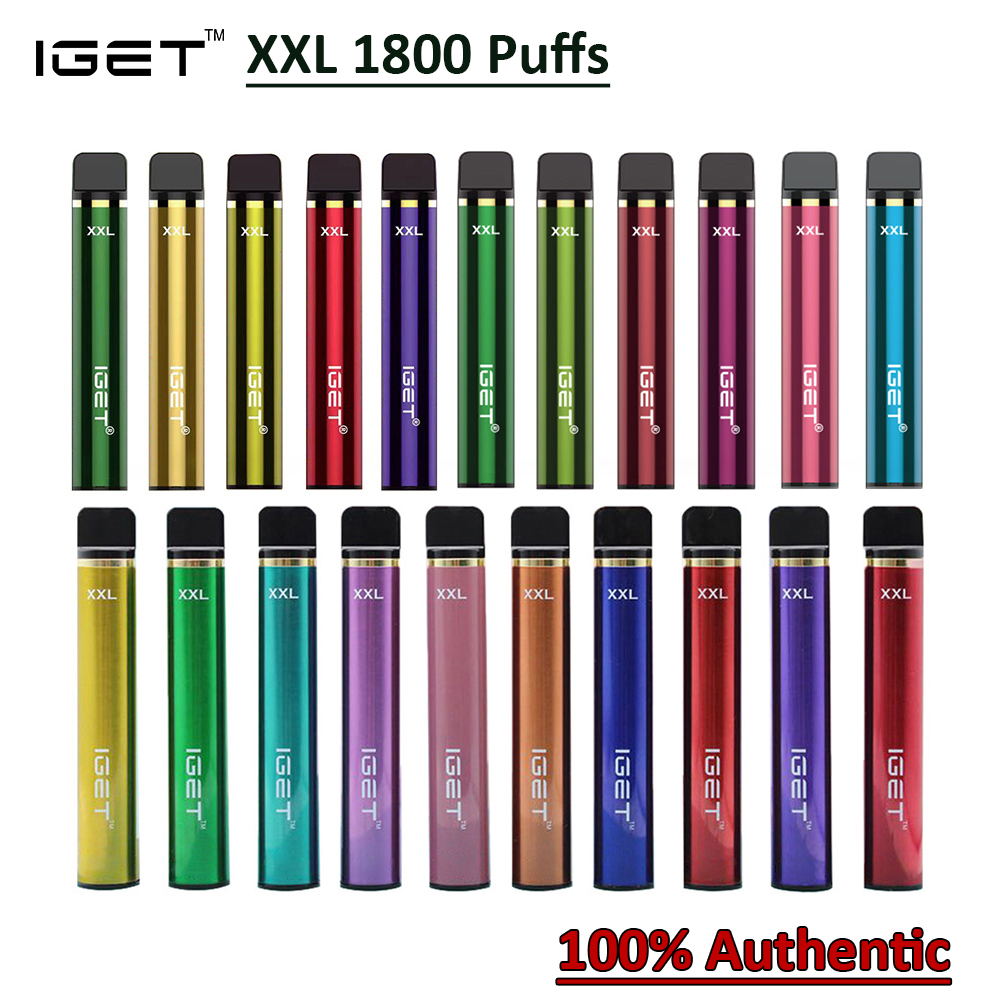 

Authentic IGET XXL Disposable Pod Kit E Cigarette 1800 Puffs 950mAh 7ml Prefilled 5% Portable Vaping Device vs VOZOL Shion 1200