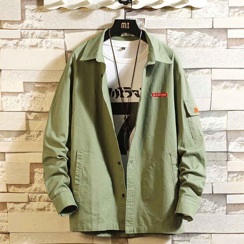 

2021 Casual Brand Green Black Cargo Men's Shirts Long Sleeves New Spring Autumn Plus Asian Size M-5xl Wrex, C736 2