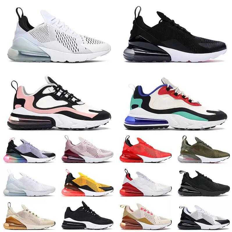 

Wholesale 2021 High Quality Sports 270 React Running Shoes Mens Womens Black White Bauhaus Blue Barely Rose Medium Olive 27C Trainers, B49 white volt 36-45