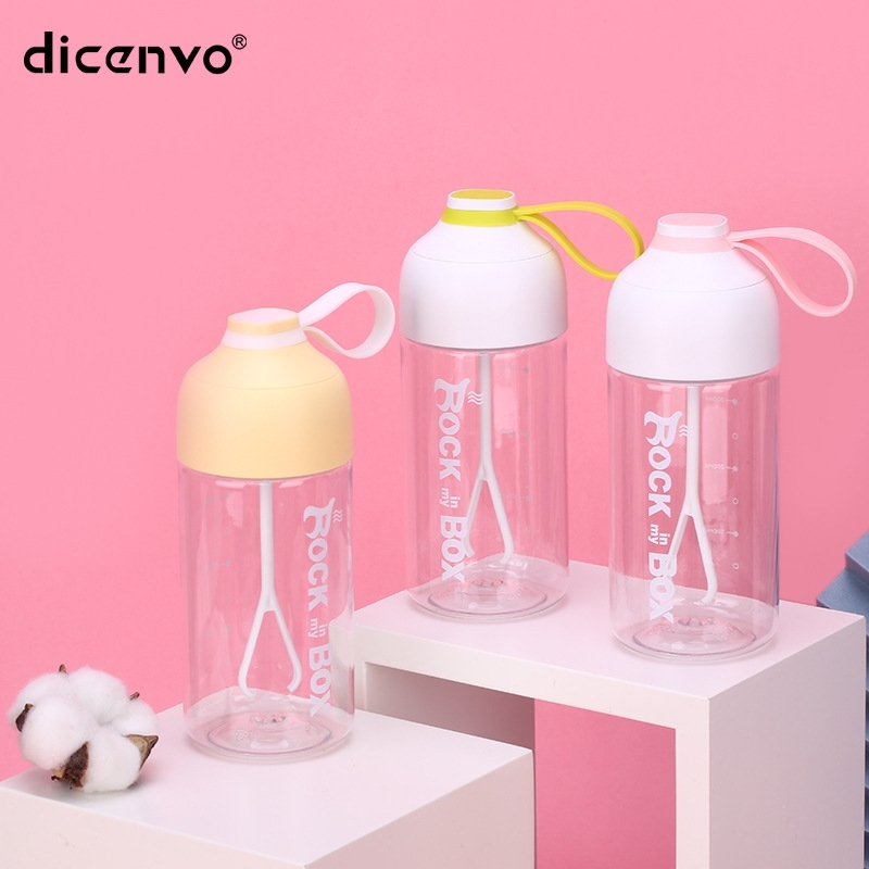 

New makaron color lazy water food material space automatic mixing gift shaking cup, White cup cover + pink drawstring