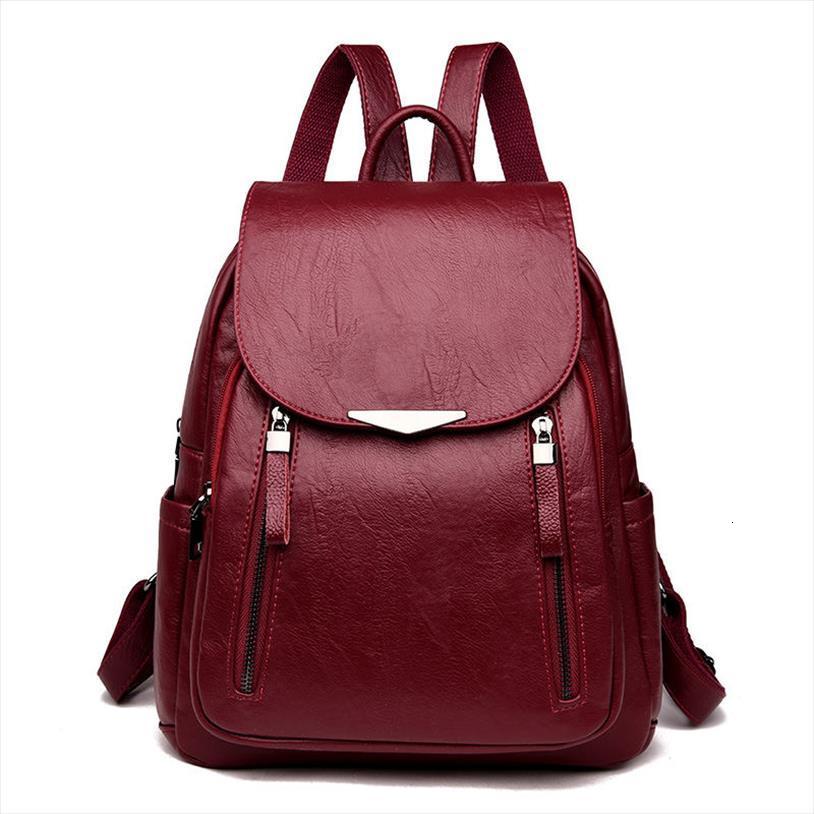 

women casual backpack female brand leather womens mochila large capacity school bag for girls double leisure shoulder bags