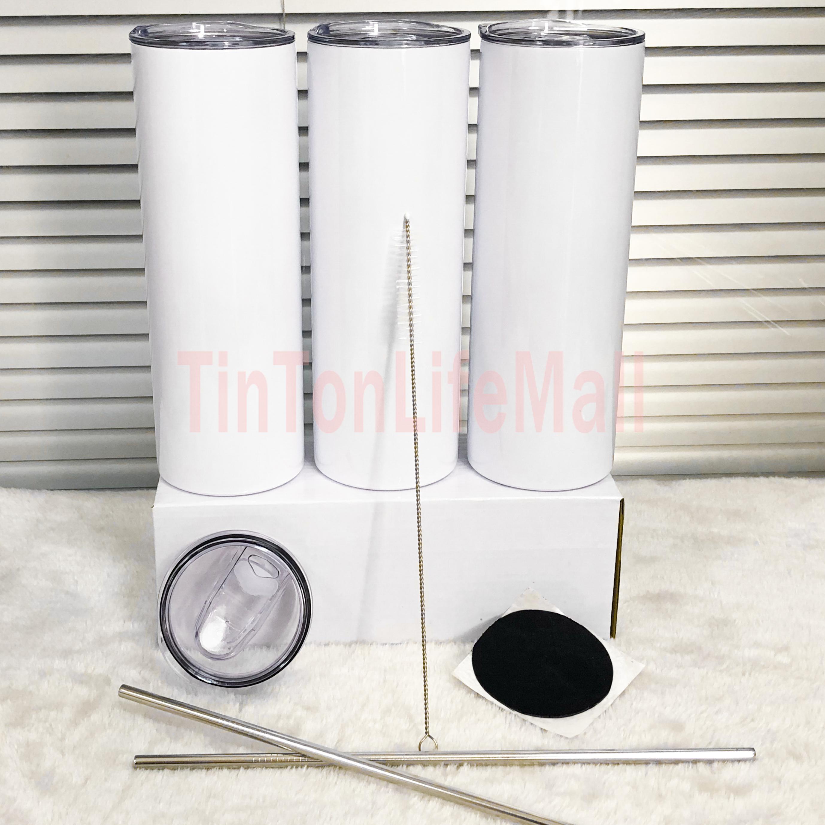 

20oz DIY Sublimation Straight Tumbler With Metal Straw And Lid Doubel Wall Stainess Steel Coffee Tea Mugs, 20oz straight