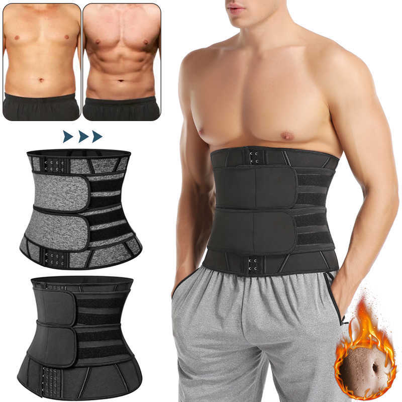 

Men Waist Trainer Abdomen Slimming Body Shaper Belly Shapers Weight Loss Shapewear Tummy Slim Modeling Belt Girdle Sweat Trimmer, 13 bones black 1