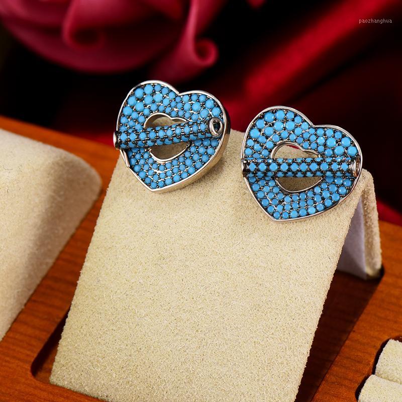 

Luxury 6 Colors Heart Sweet Cute Earrings For Women Wedding Crystal Zircon CZ Dubai Bridal Earring Bohemian Dangle & Chandelier, Silver