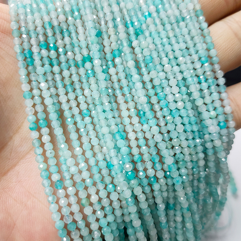 

Wholesale Natural Amazonlite Faceted Beads 2MM/3mm/4MM Cutting Loose Reflective For Jewelry Necklace Bracelet Making