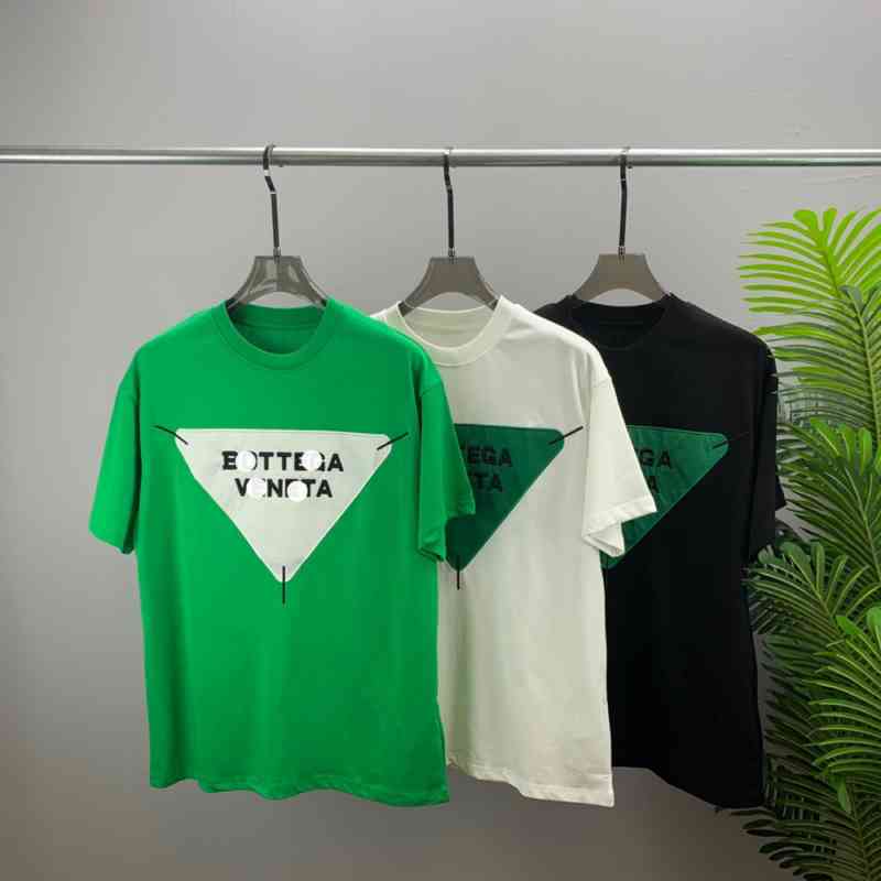 

Designer Luxury Brands Hip Hop Bottega 2022 Venet Spring and Summer Bv Short Sleeve Green Triangle Letter Breathable Half Men Women Lovers Casual Loose T-shirt, White