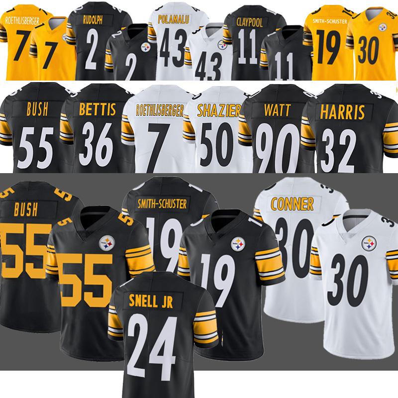 

Pittsburgh Steeler Jerseys 7 Ben Roethlisberger BENNY SNELL JR. Juju Smith-Schuster Chase Claypool Mason Rudolph Minkah Fitzpatrick, Black;red