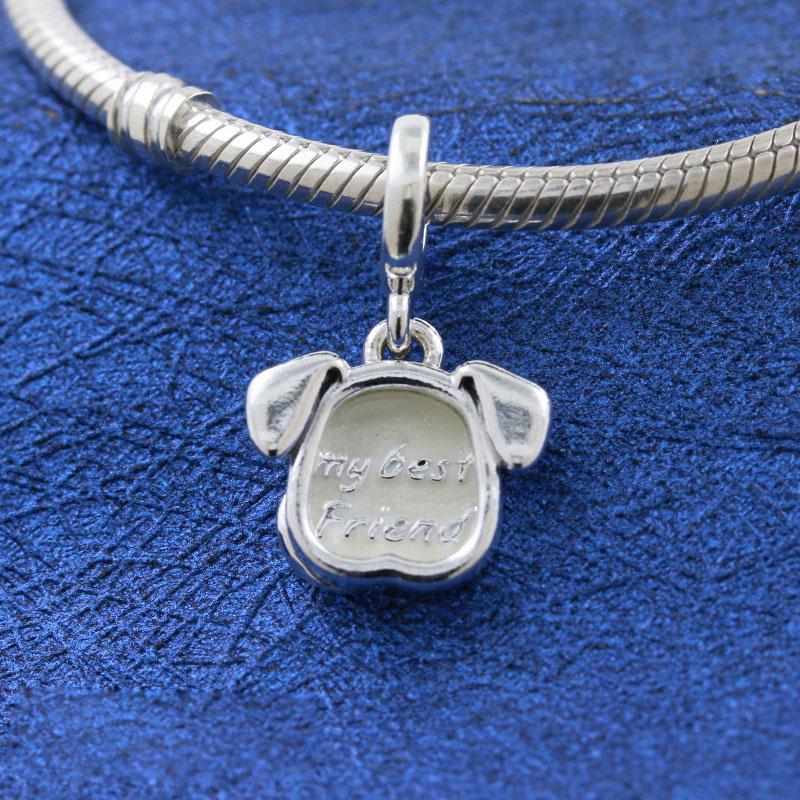 

100% 925 Sterling Silver My Friend Pet Dog Dangle Pendant Bead Fits European Jewelry Charm Bracelets