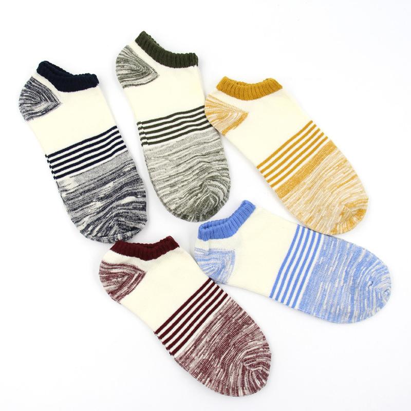 

Men's Socks Summer Ankle Cotton Stripe Clan Style Casual Sweat Low Tube Man's Fashion Non-slip Combed Breathable Male Boat Sukka, Black
