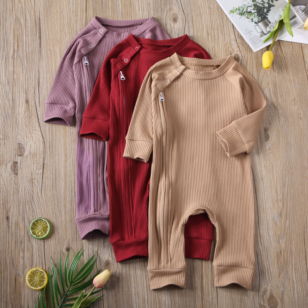 

New Fashion 0-24M Baby Autumn Romper Toddler Baby Boy Girl Kinting Long Sleeve Zipper O-Neck Romper Casual Jumpsuit Outfit, Gray