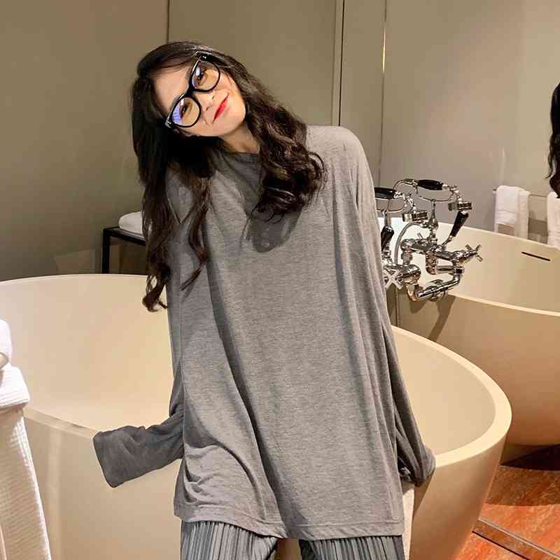 

WERUERUYU Summer Net Red T-shirt Thin Long Sleeve Sexy Loose Top 210608, Black