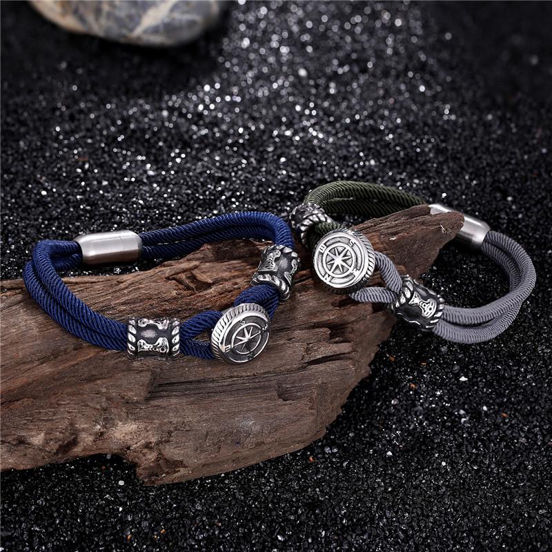 

Charm Bracelets MKENDN Navy Style Men Women 5 Colors Mixing Knot Milan Rope Stainless Steel Magnet Buckle Outdoor Compass Jewelry Pulseras