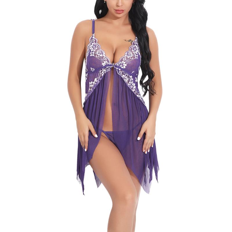 

Bras Sets Design Purple Black Blue Color Erotic Woman Dress Fishnet Sexy Bodysuit Lingerie For Open Front Part