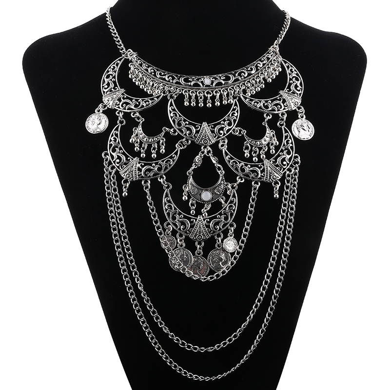 

Collares Boho Maxi Choker Collier Femme Necklace Geometric Chain Coin Vintage Colar Statement Bohemian Pendant Necklace Women Jewelry