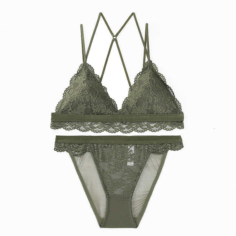

Sexy French Lace Bra Set Spring and Summer Thin No Steel Ring Gathered Women' Deep v Underwear Set, Orange