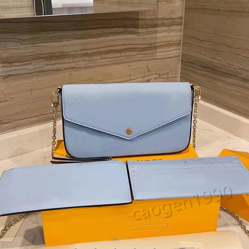 

2021 gradient color three-in-one messenger bag cardholder wallet luxury designer brand ladies fashion spring and summer chain shoulder handbag with box, Make up the difference