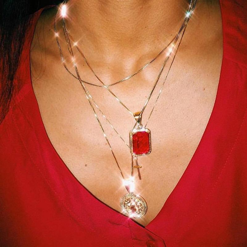 

Pendant Necklaces 4 Pcs/Set Retro Set Simple Cross Square Round Geometric Pattern Multilayer Clavicle Necklace Fashion Jewelry Women Gif