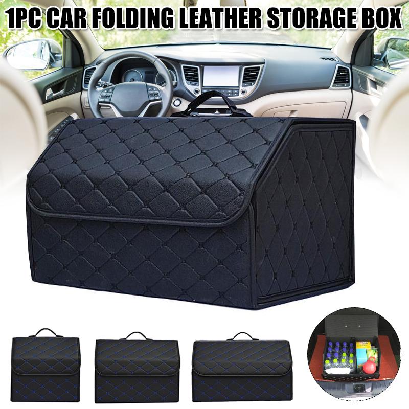 

Car Storage Bag PU Leather Trunk Organizer Box Bags Folding Car Trunk Stowing Portable Boxes GQ