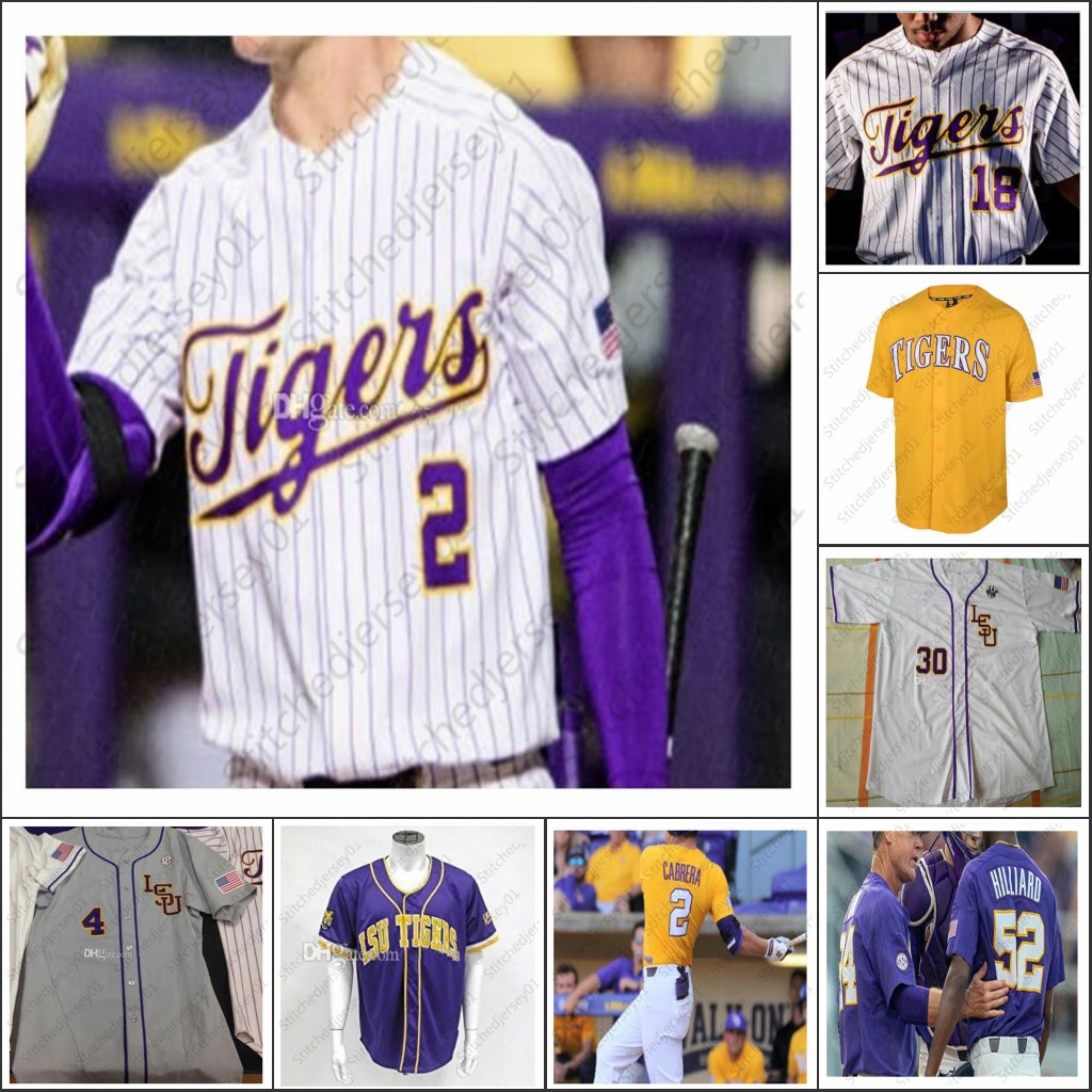 

Custom LSU Baseball Jersey College NCAA Dylan Crews Giovanni DiGiacomo Daniel Cabrera DJ LeMahieu Aaron Nola Alex Bregman Gausman Beloso Cranford Dugas, White stripe
