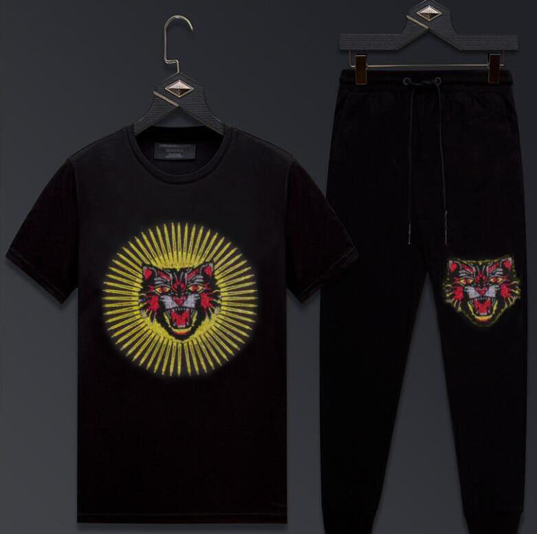 

2021 New Rhinestones Summer Drop Shipping Tshirt+pants Wholesale Sport Suits Casual Tracksuit Sportswear Deuk, Color as shown