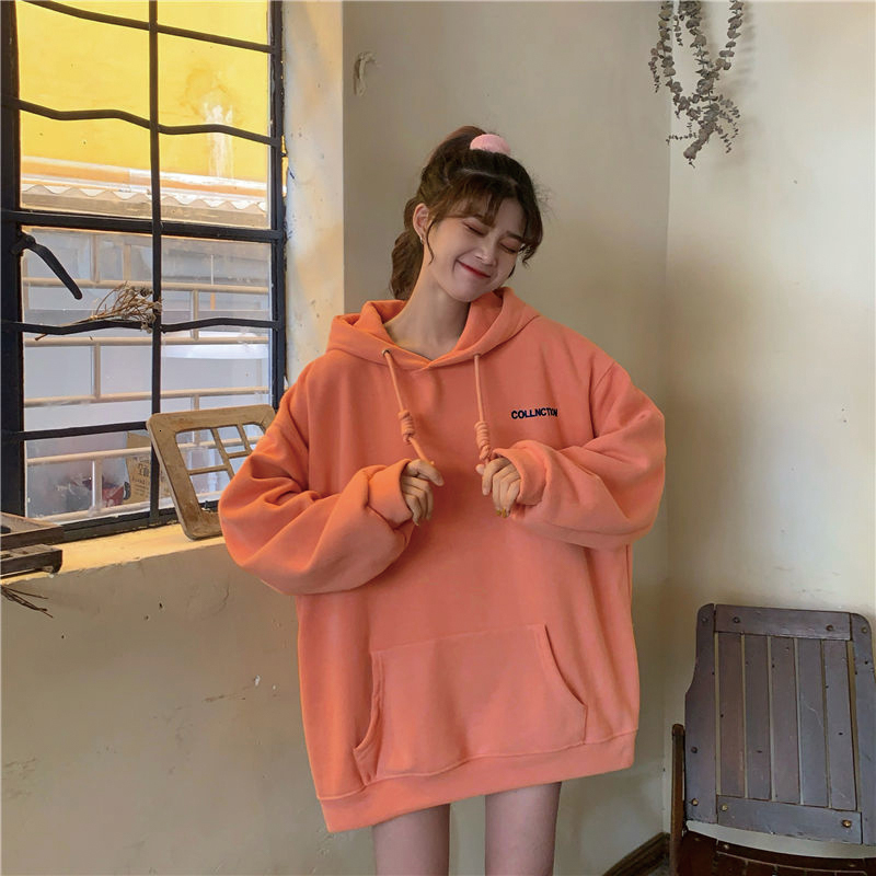 

New 2021 Autumn Winter Fashion Letter Embroidery Hoodie Casual Solid Color Hooded Sweatshirt Women Ciio, 01