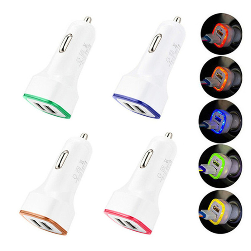 

Led Car Charger Dual Usb Chargers Vehicle Portable Power Adapter 5V 1A Universal