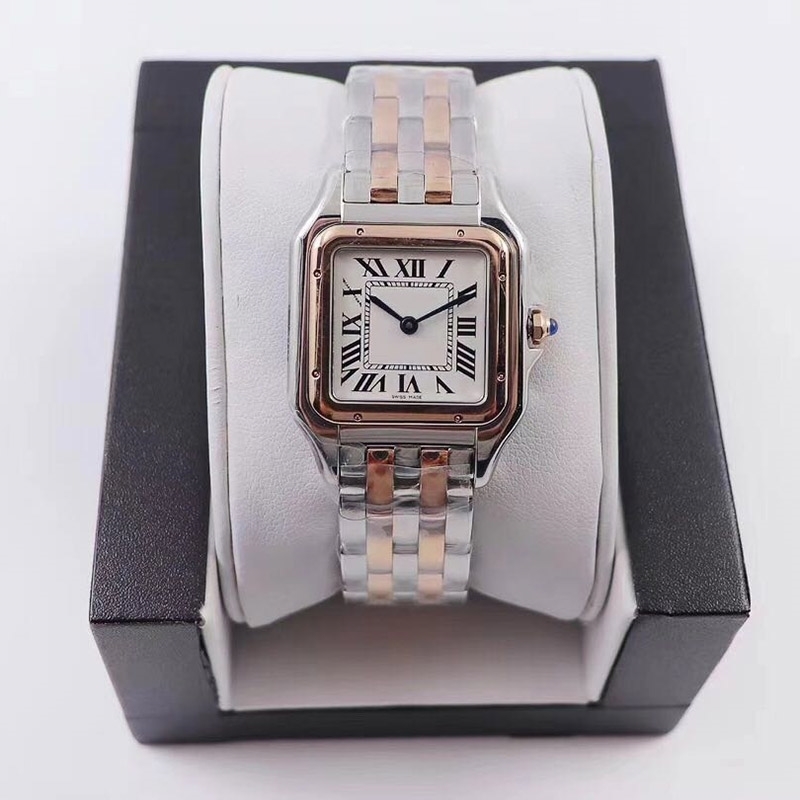 

Women AAA Watches Fashion 22*30MM dial High Quality Gold/Silver Stainless Steel Quartz Lady With diamond, Box