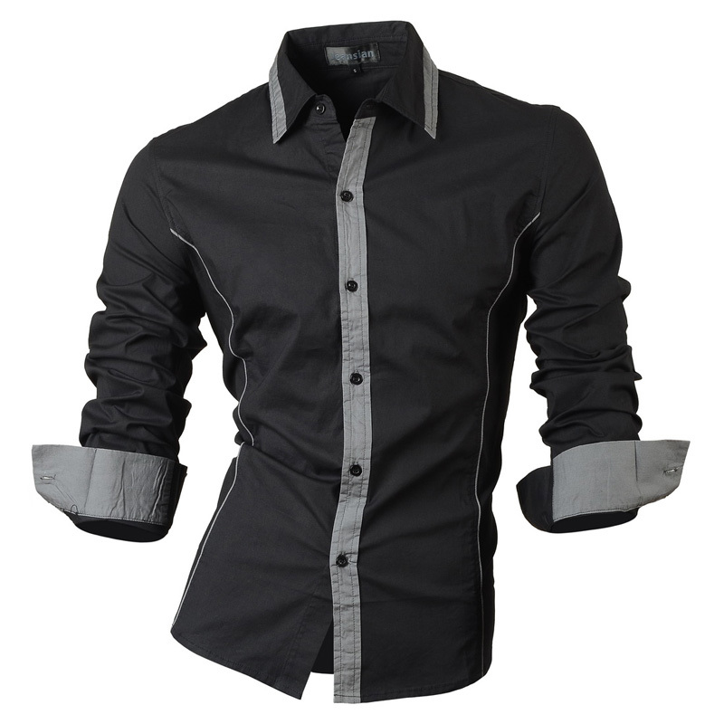 

jeansian Spring Autumn Features Shirts Men Casual Jeans Shirt New Arrival Long Sleeve Casual Slim Fit Male Shirts 8015 210225, Z034-black
