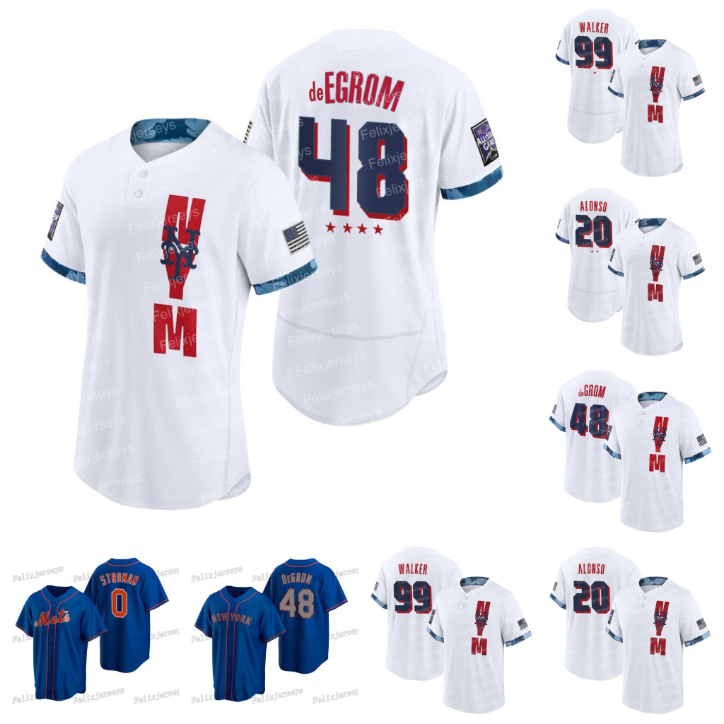 

48 Jacob deGrom Mets 2021 All-Star Game Jersey 20 Pete Alonso 99 Taijuan Walker Dominic Smith Marcus Stroman Nimmo Lindor Jeff McNeil Edwin, Blue;black