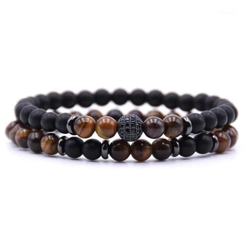 

Beaded, Strands 2PCS Male Matte Beads Bracelet Wrist Band Men CZ Ball Charm Hand Set Turkey Bracelets For Women Jewelry Pulsera Hombre, Black