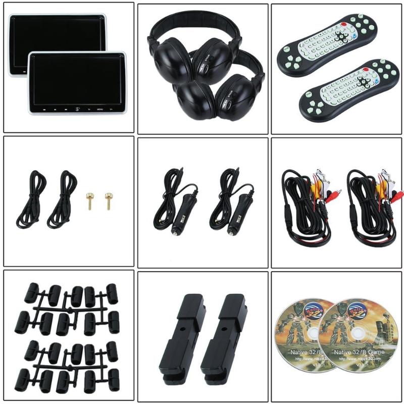 

2 PCS 10.1 Inch Car Headrest DVD Player With Headphones Digital Media Player With MI Port Durable Vehicle Monitor