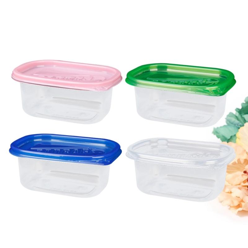 

12pcs 280ML Rectangular Lunch Boxes Disposable Container Kitchen Sealed Box for Fruit Cake(Green and Blue and Trans